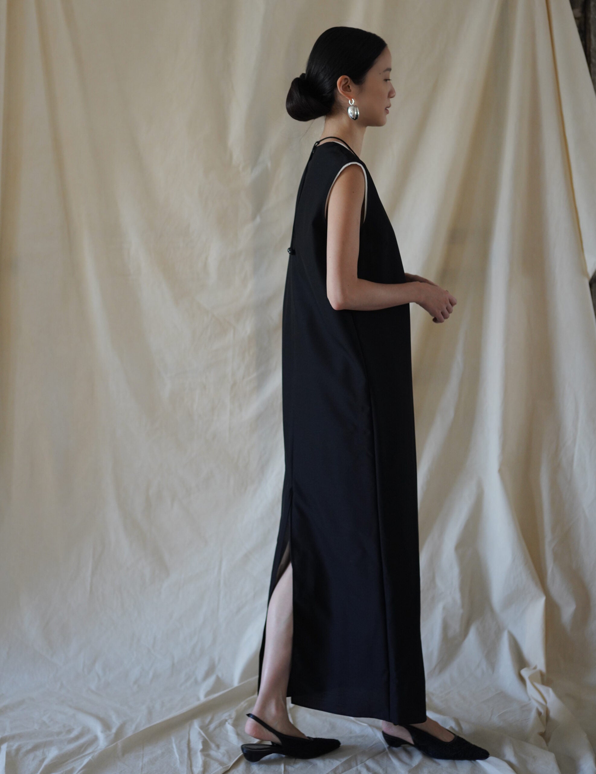 Wool Silk Dress・Black