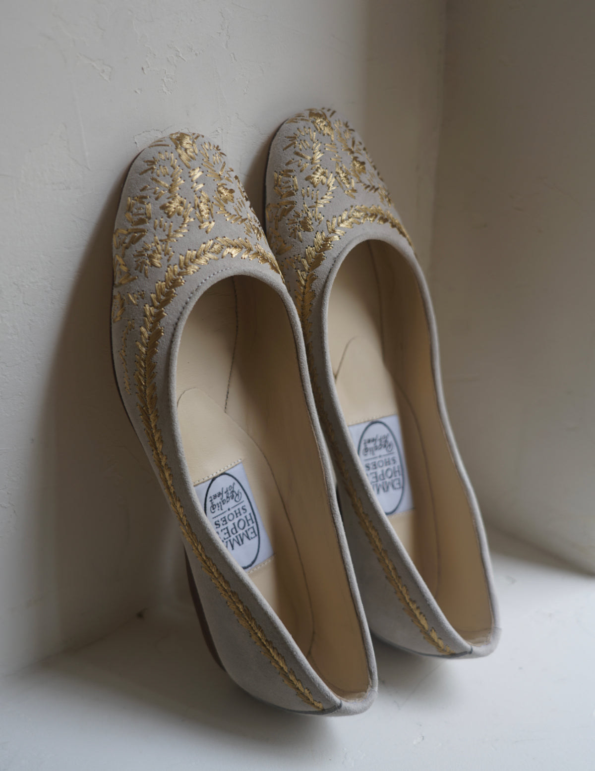 金線刺繡芭蕾鞋・骨白