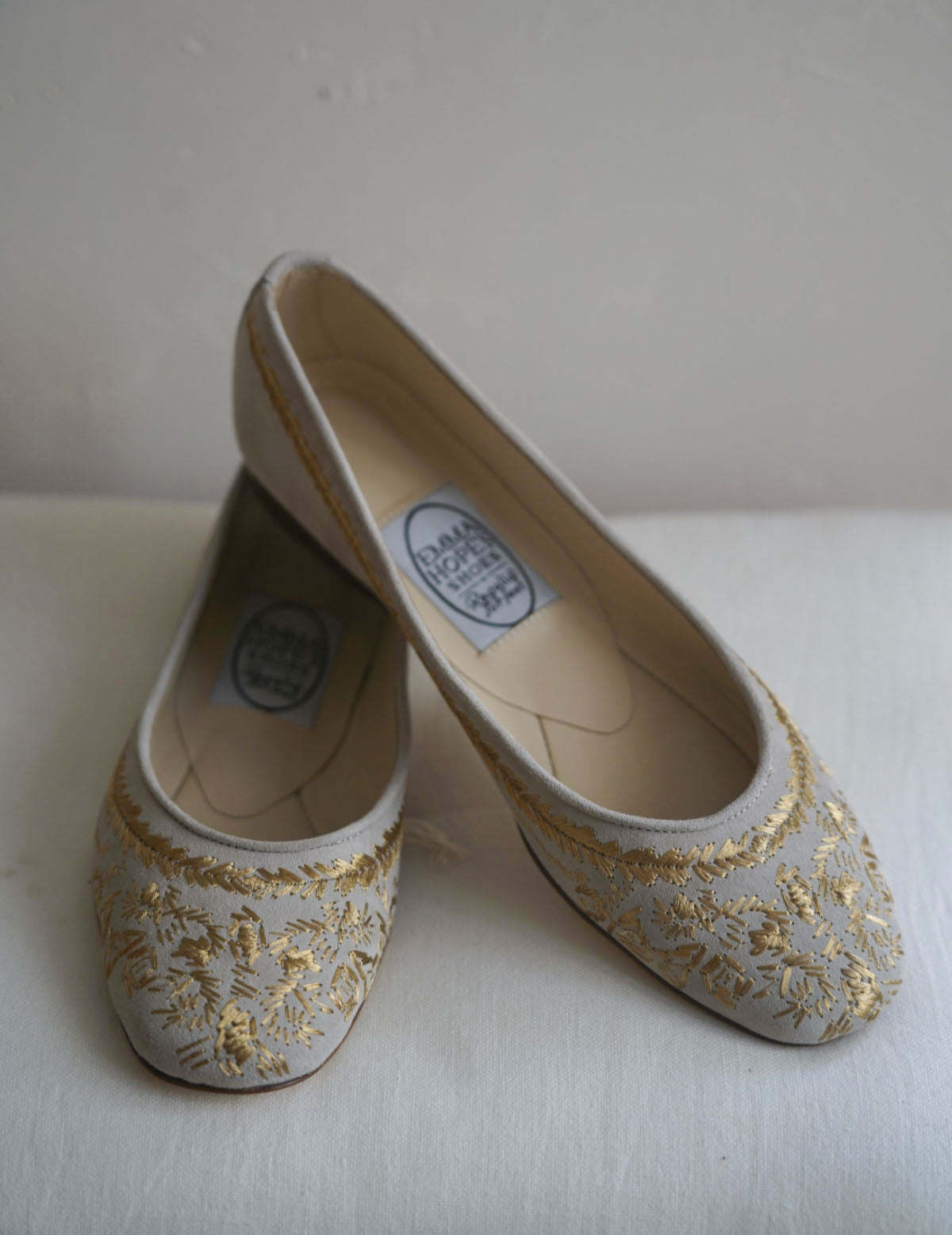 金線刺繡芭蕾鞋・骨白