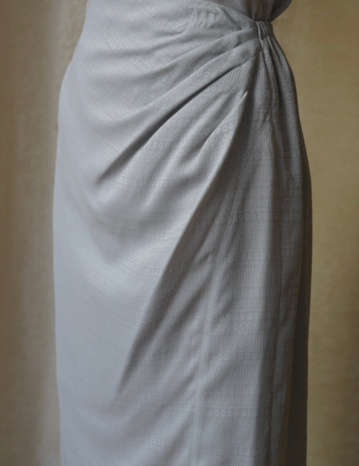 "Mishima Karatsu" Floral Pattern Jacquard Draped Skirt・Grey