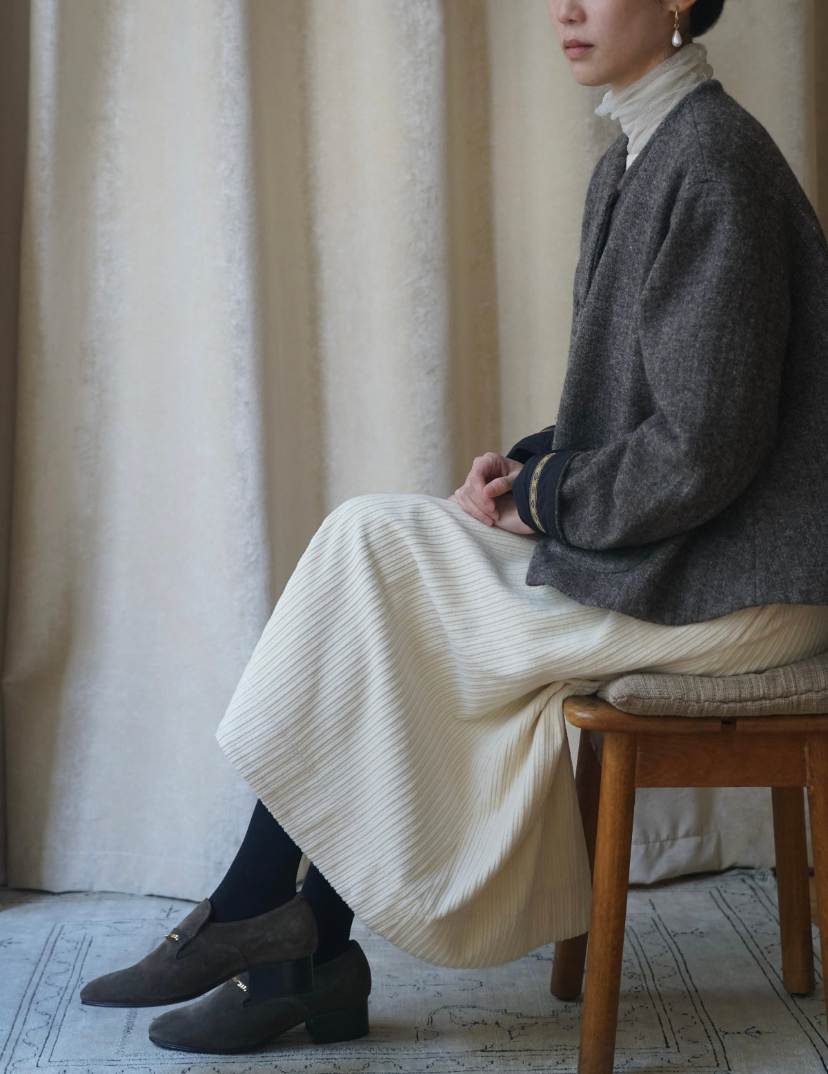 Montana 麂皮低跟皮鞋・深橄欖綠