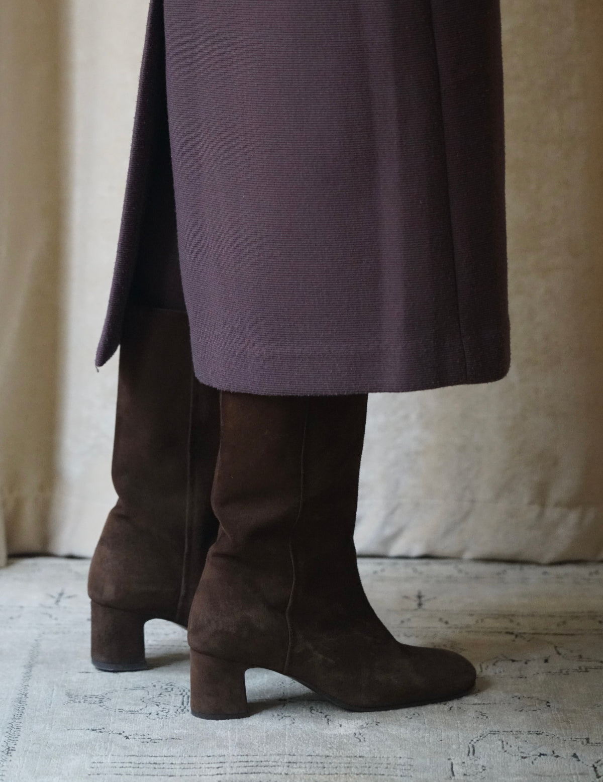 Vénezia 絨面中筒靴・栗棕色