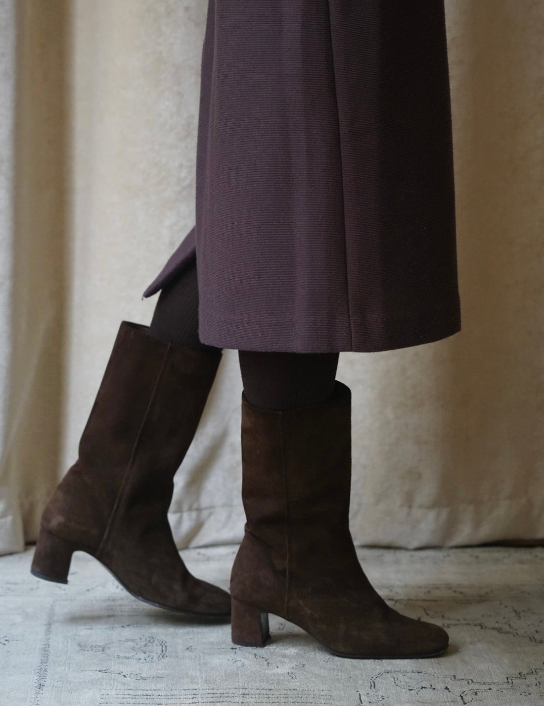 Vénezia 絨面中筒靴・栗棕色