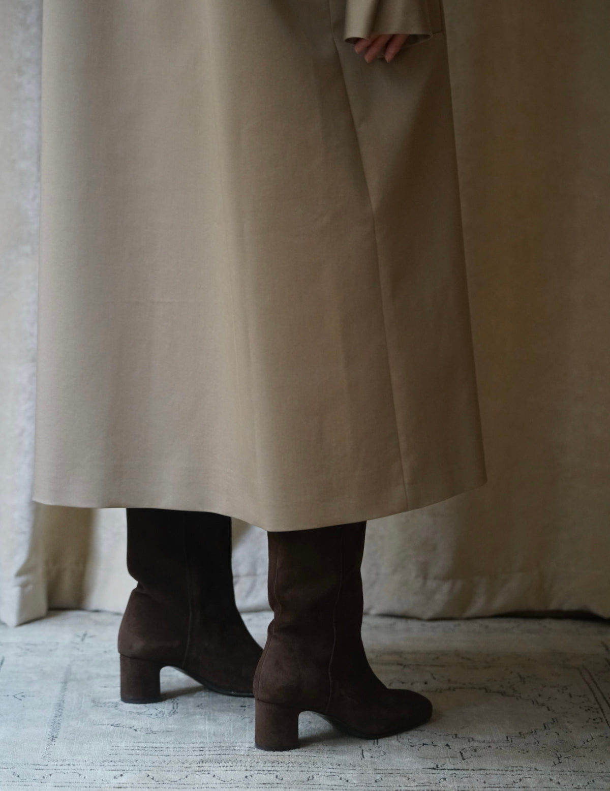 Vénezia 絨面中筒靴・栗棕色