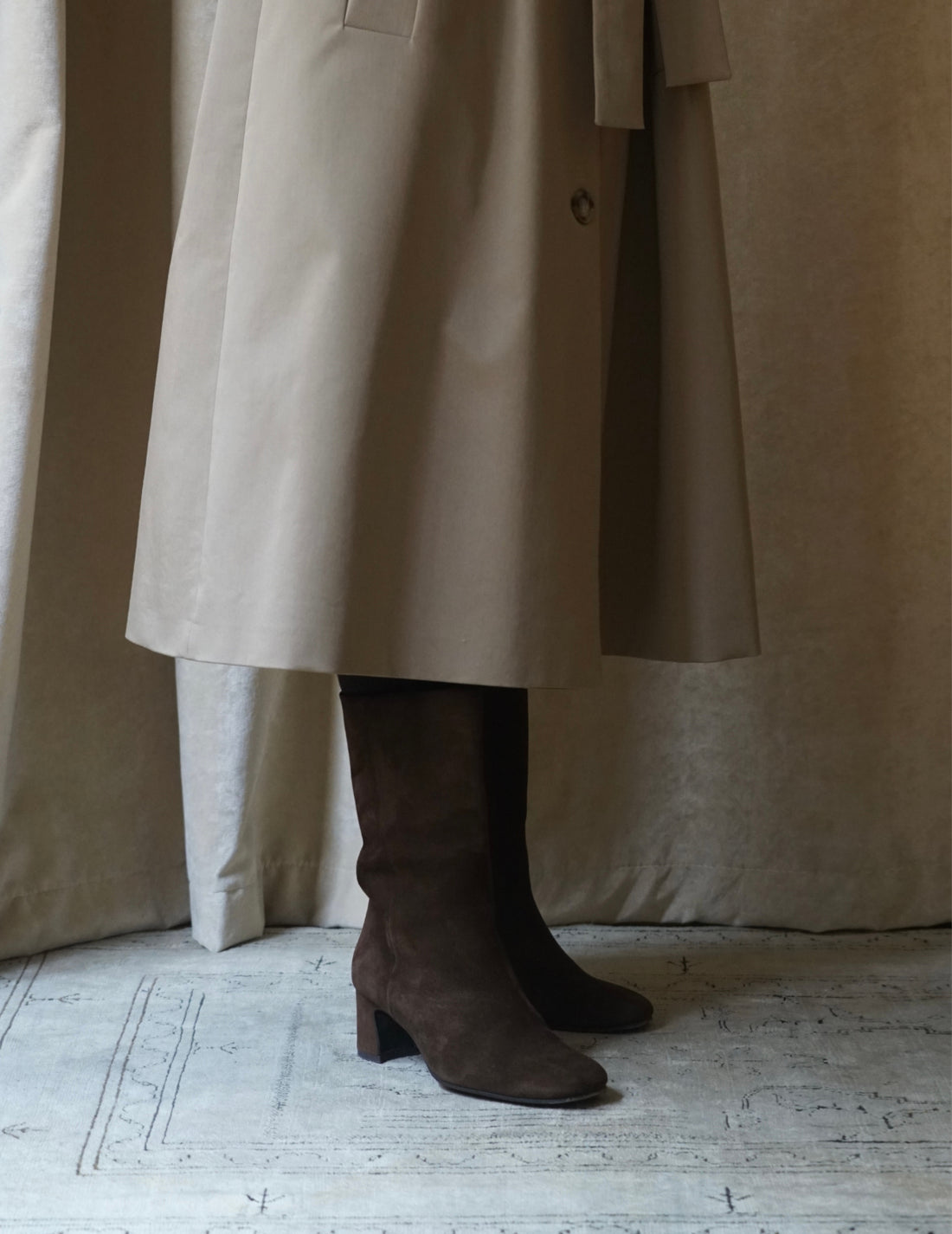 Vénezia 絨面中筒靴・栗棕色