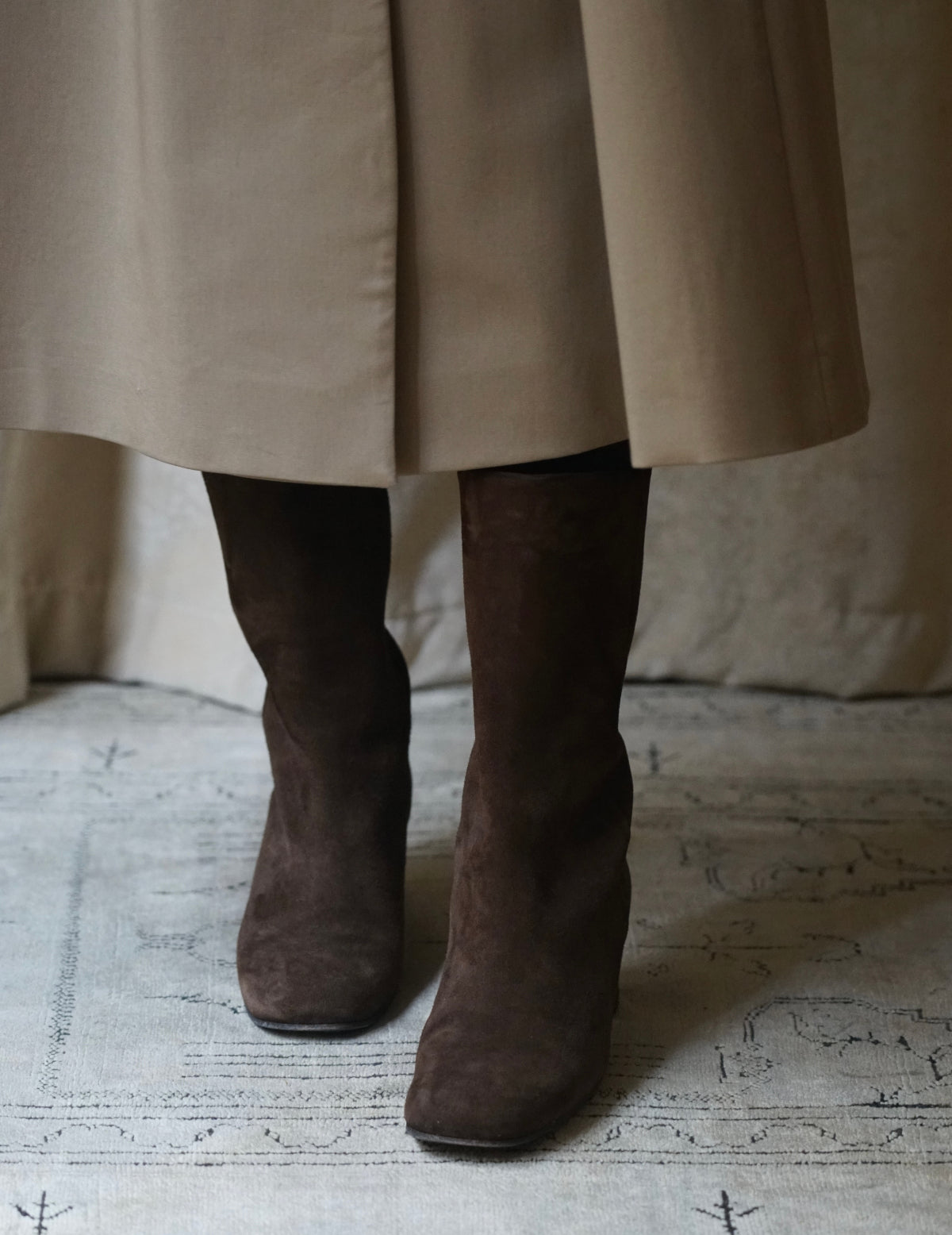 Vénezia 絨面中筒靴・栗棕色