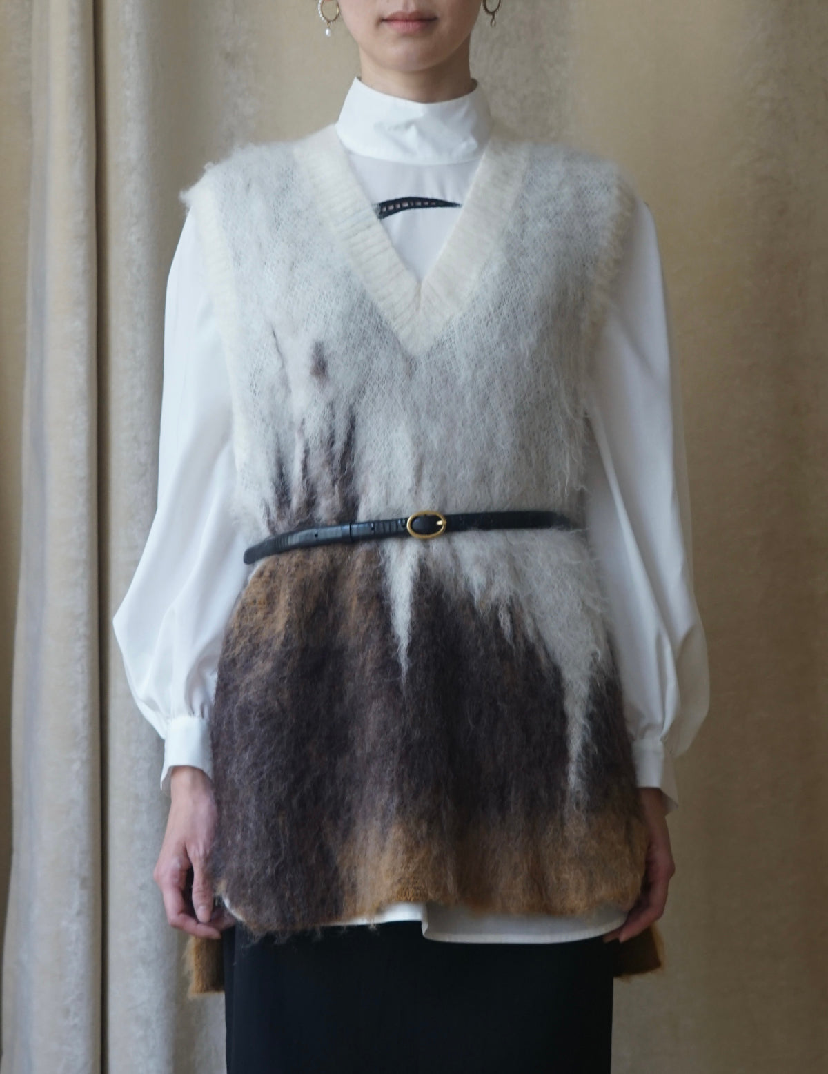 Cow Hide Leather Narrow Belt・Black