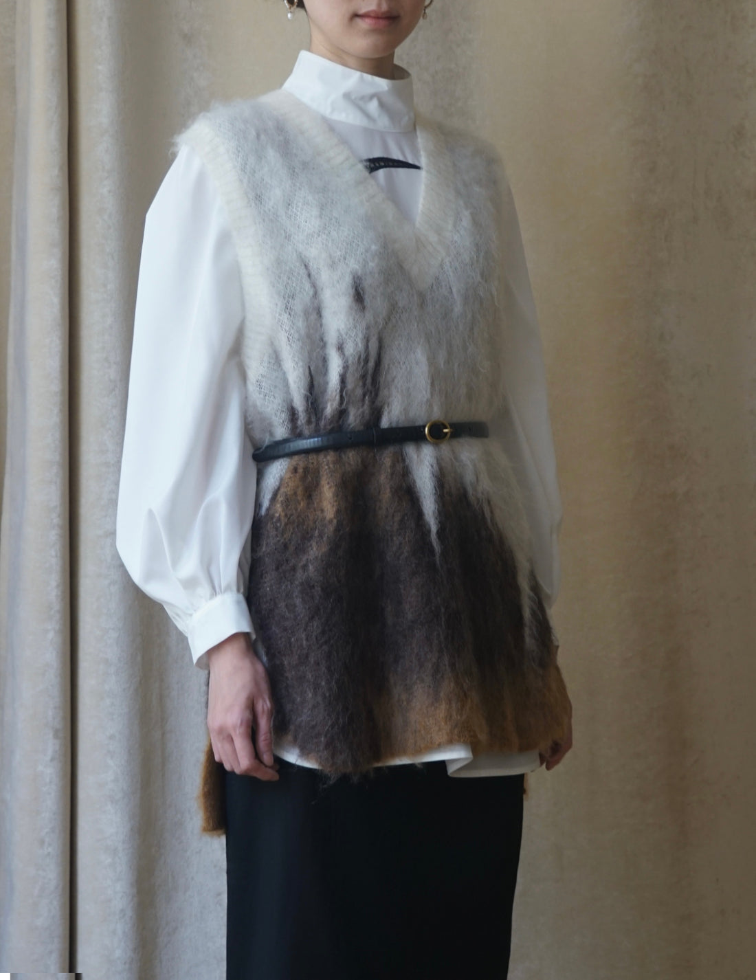 Cow Hide Leather Narrow Belt・Black
