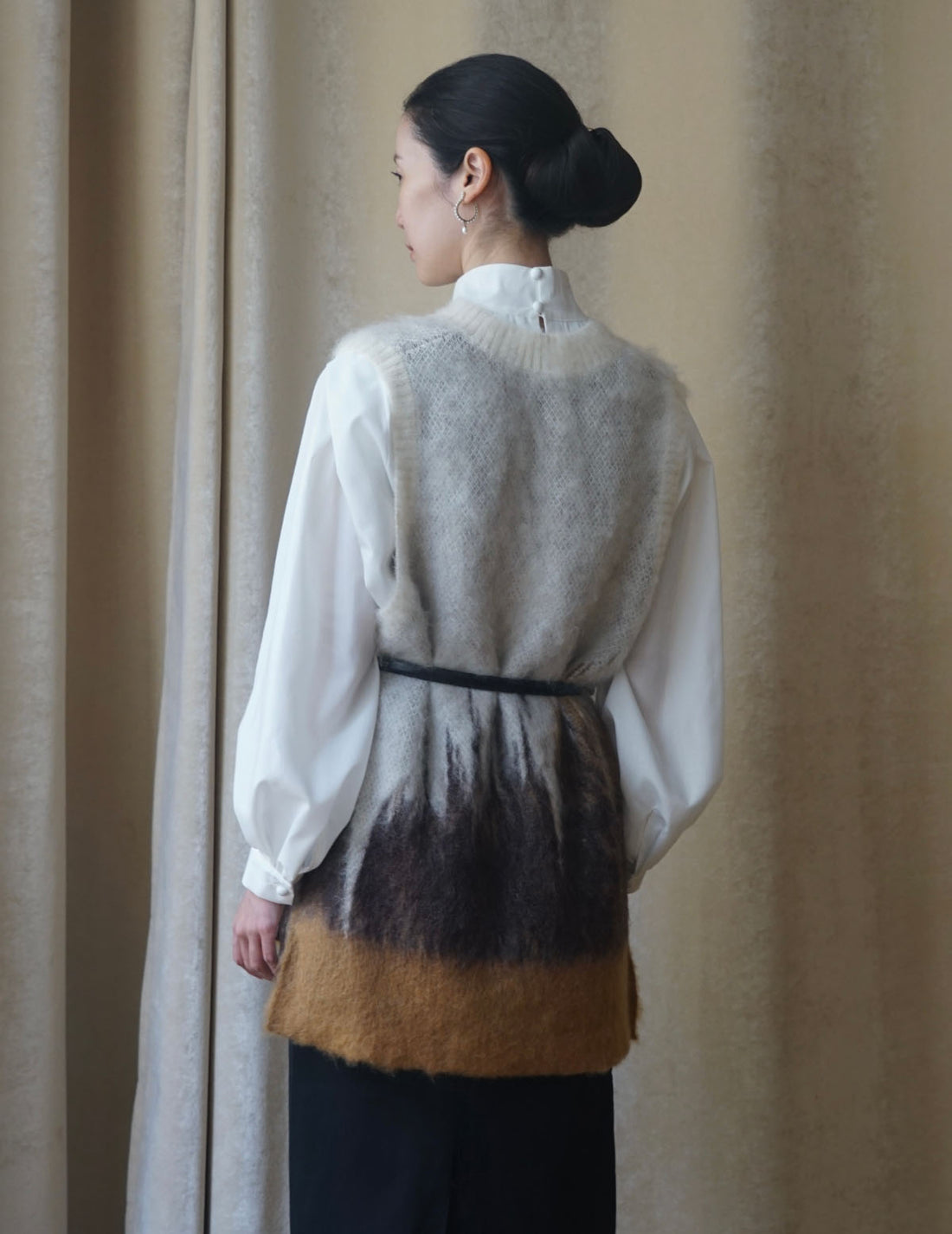 Cow Hide Leather Narrow Belt・Black
