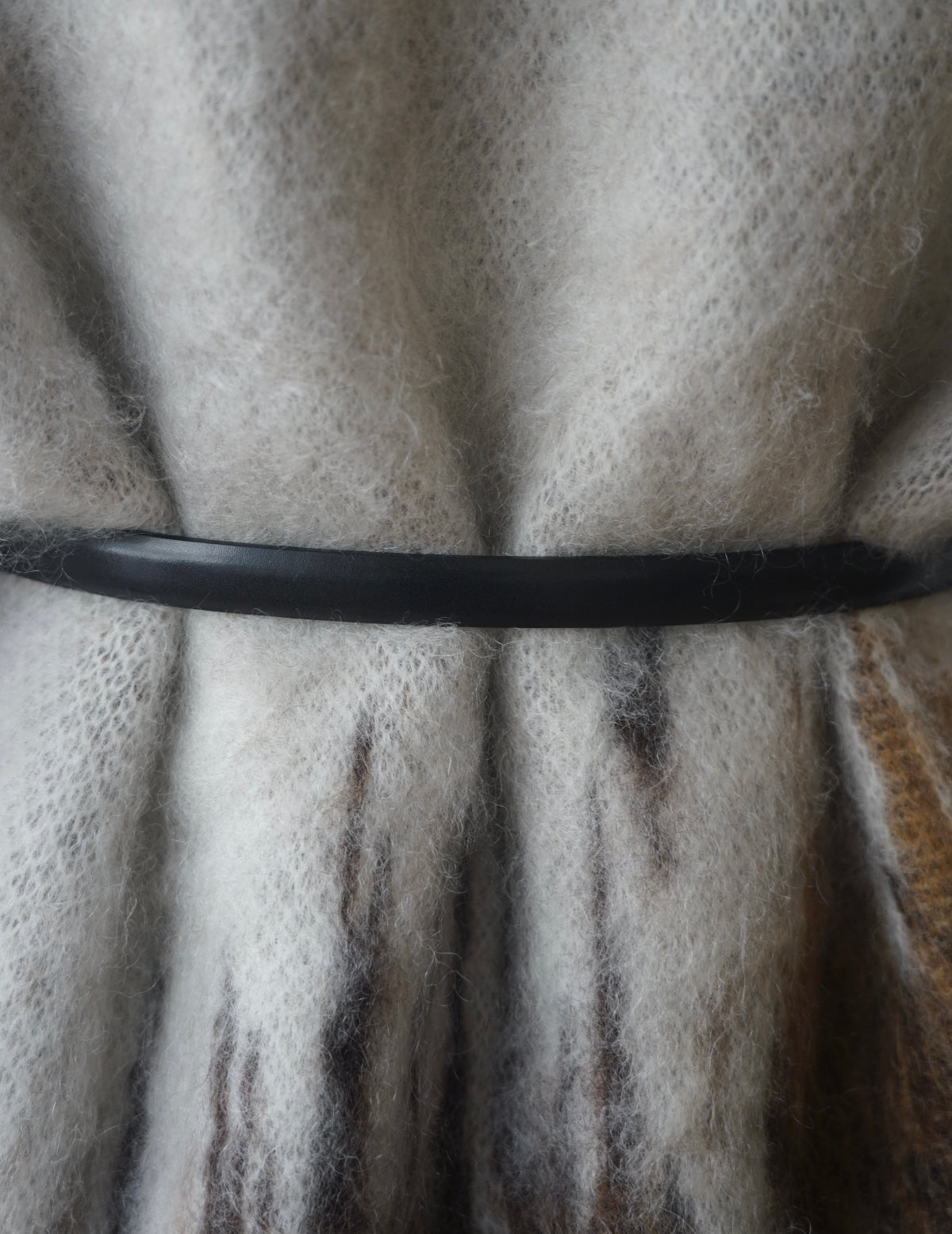 Cow Hide Leather Narrow Belt・Black
