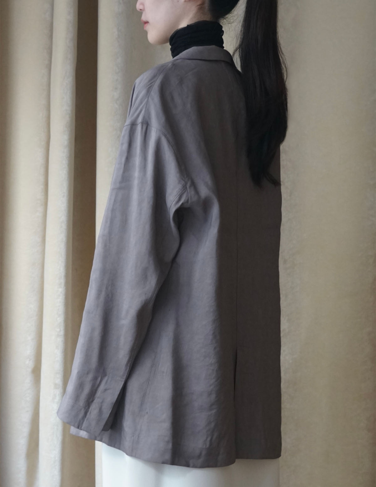 She 亞麻混紡西裝外套・ 薰衣草紫