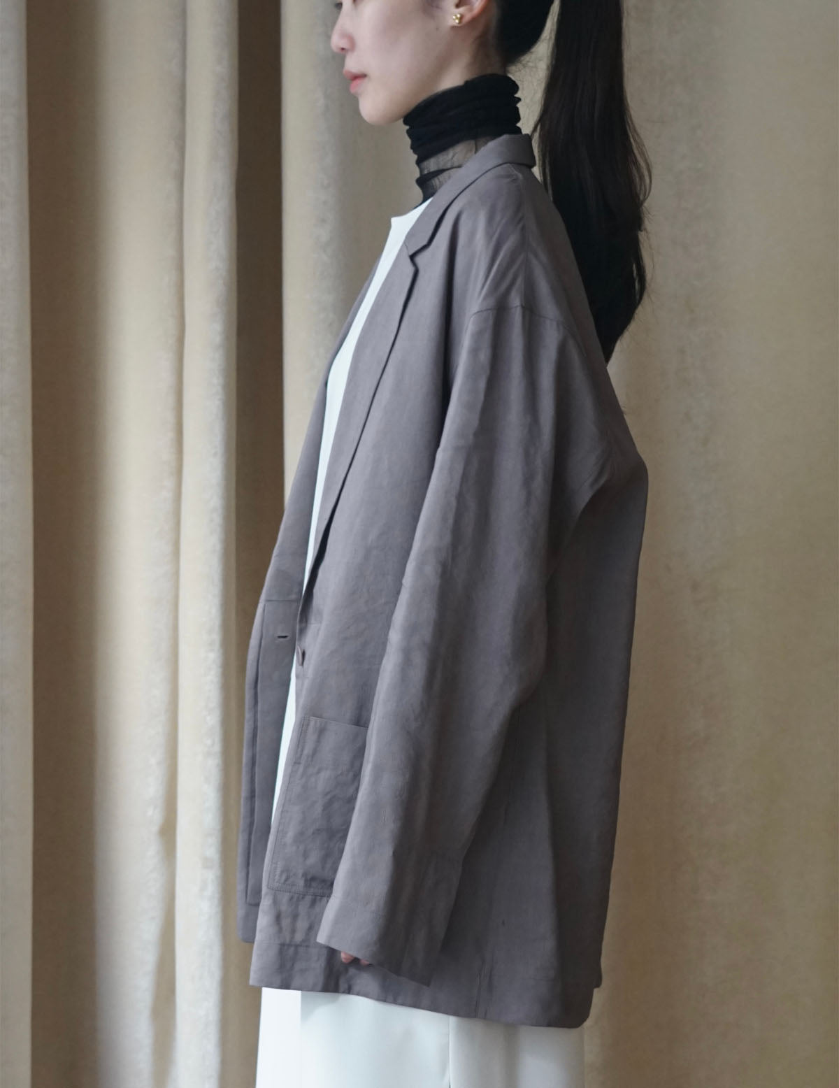 She 亞麻混紡西裝外套・ 薰衣草紫