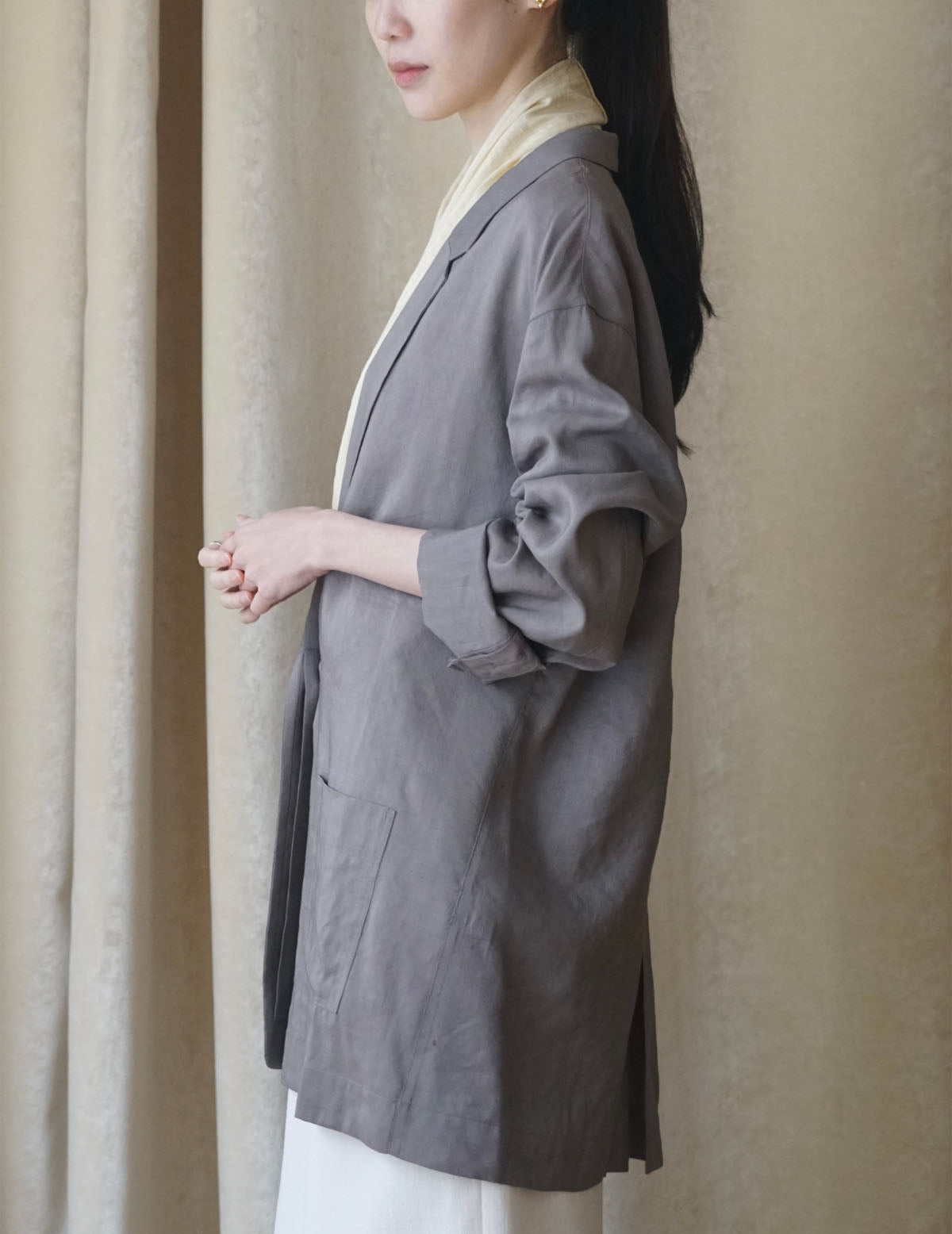 She 亞麻混紡西裝外套・ 薰衣草紫