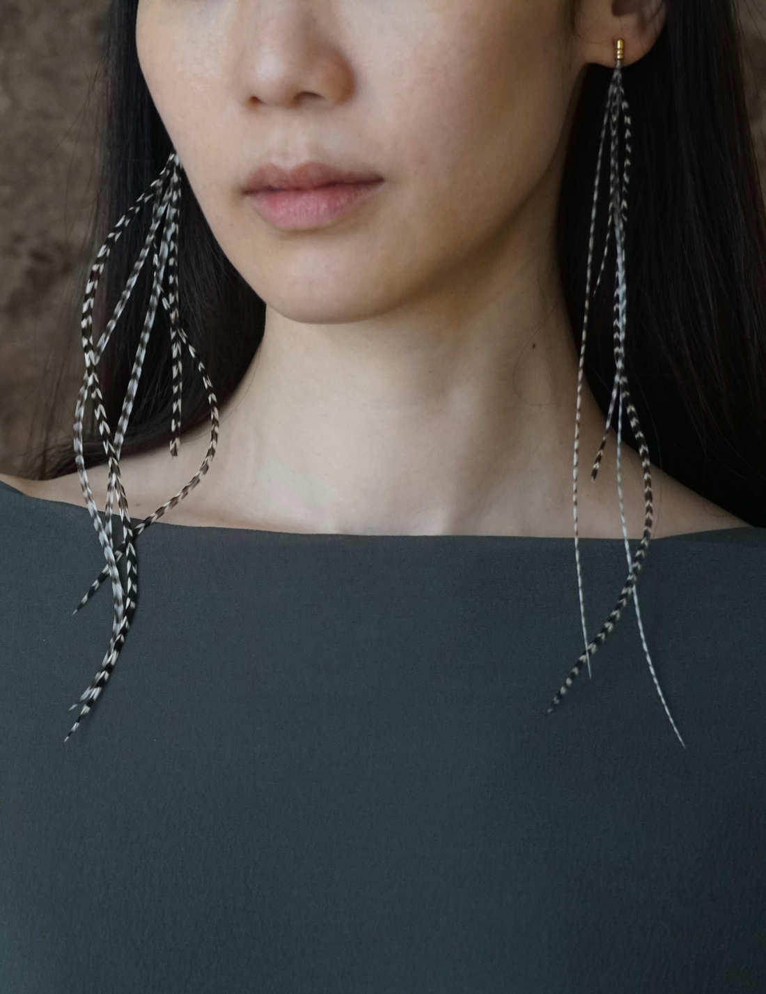 Feather Earring・Grizzly