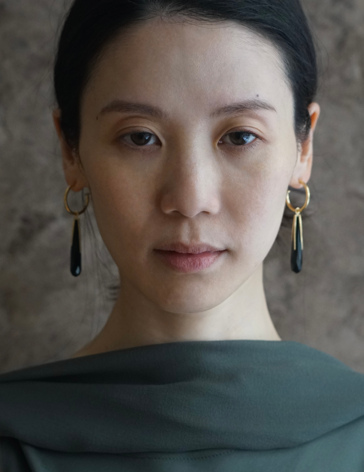 Black Onyx Hoop Earrings