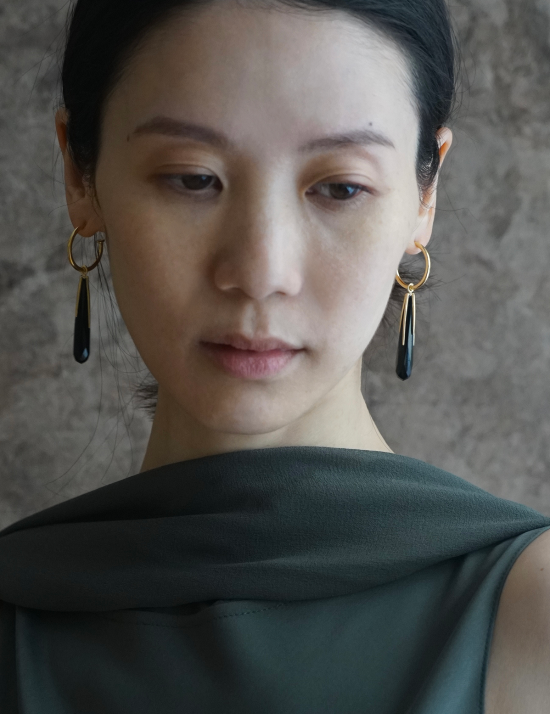 Black Onyx Hoop Earrings
