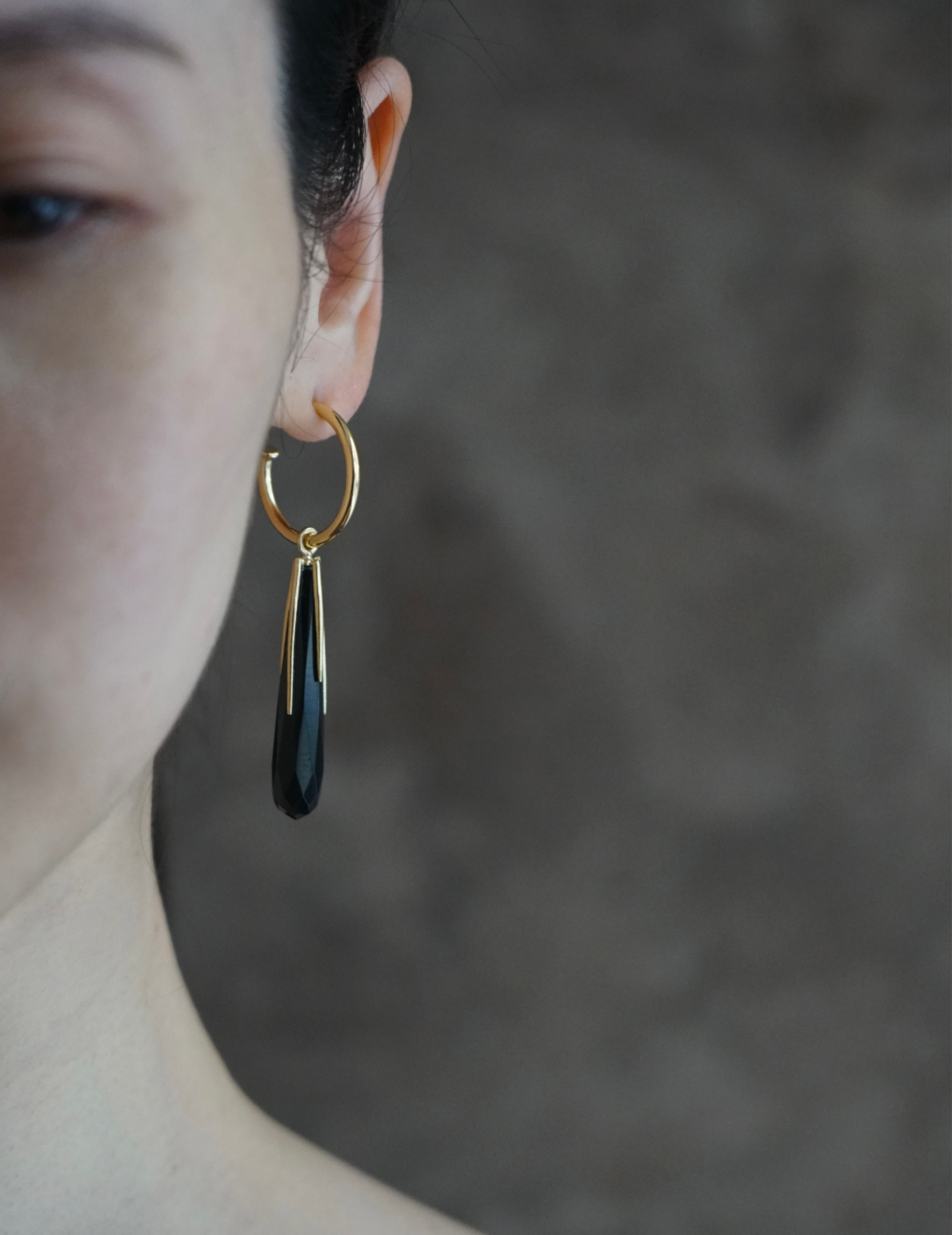 Black Onyx Hoop Earrings