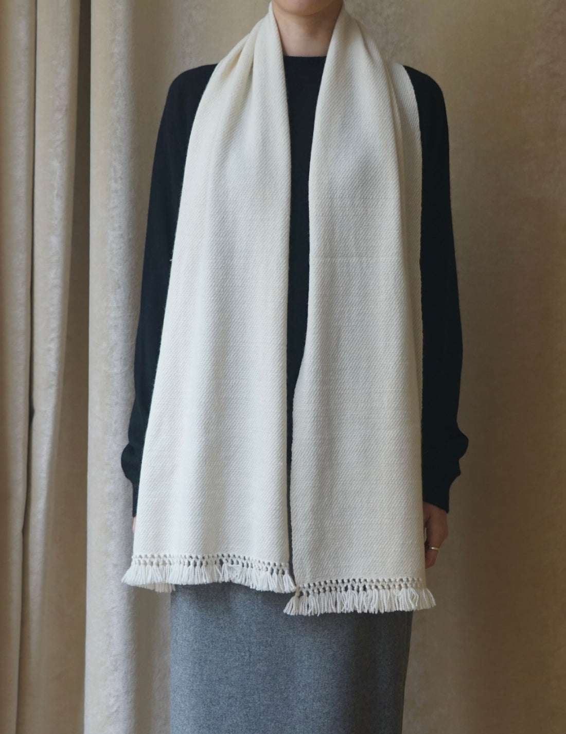 Classic Pure Cashmere Scarf・Cream