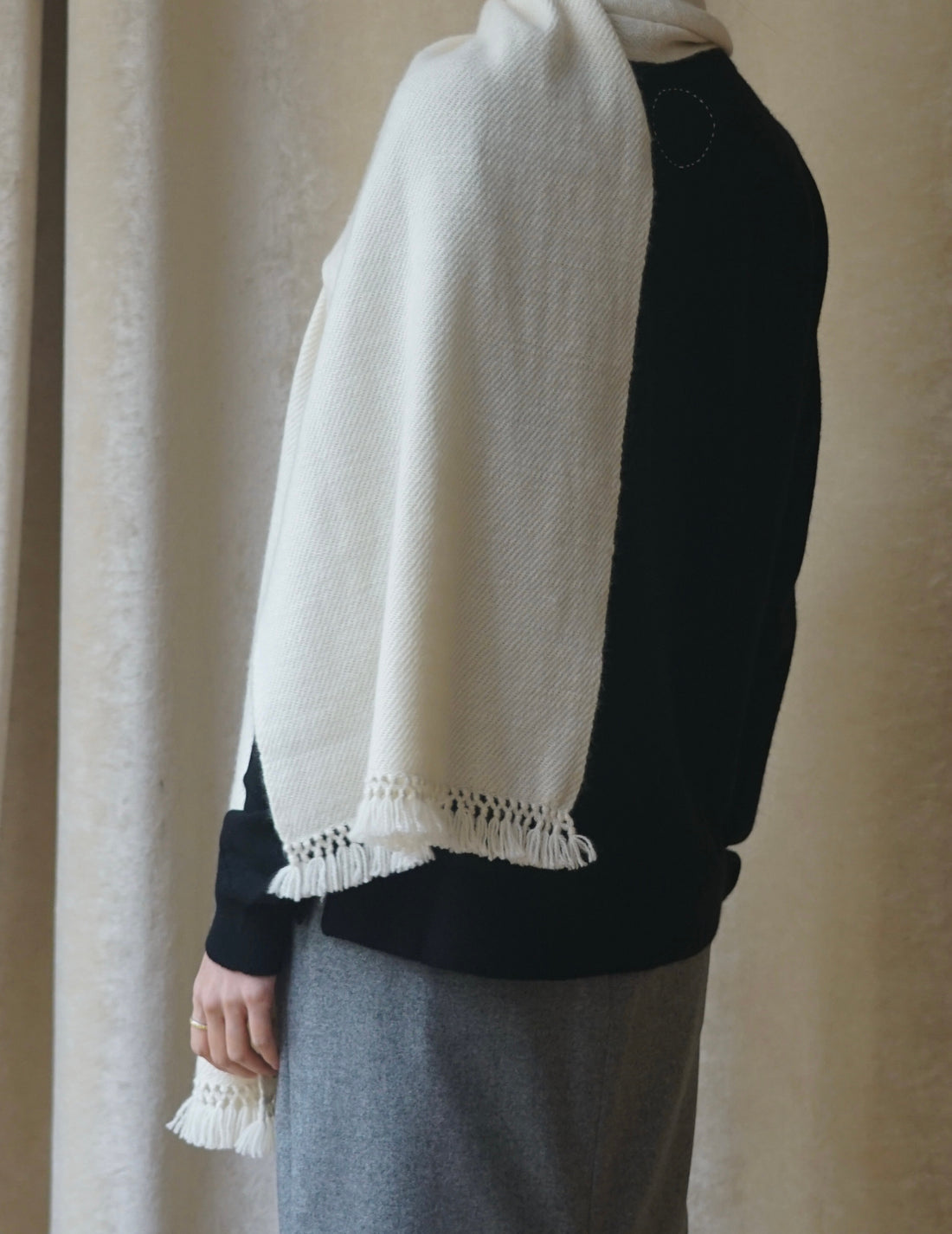 Classic Pure Cashmere Scarf・Cream