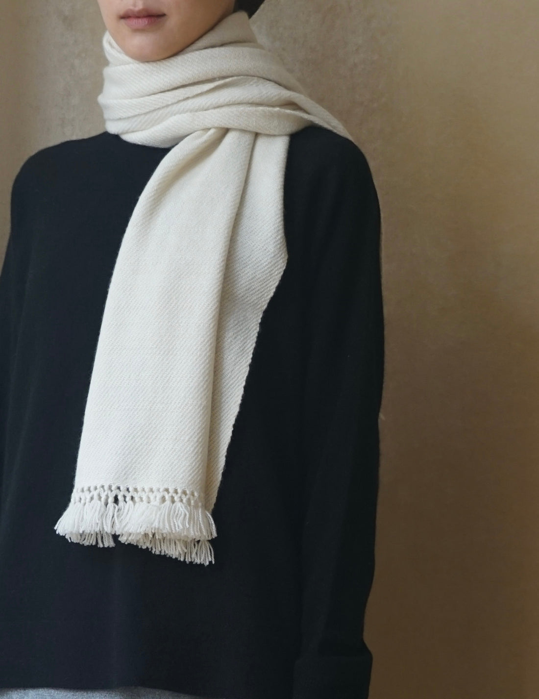 Classic Pure Cashmere Scarf・Cream