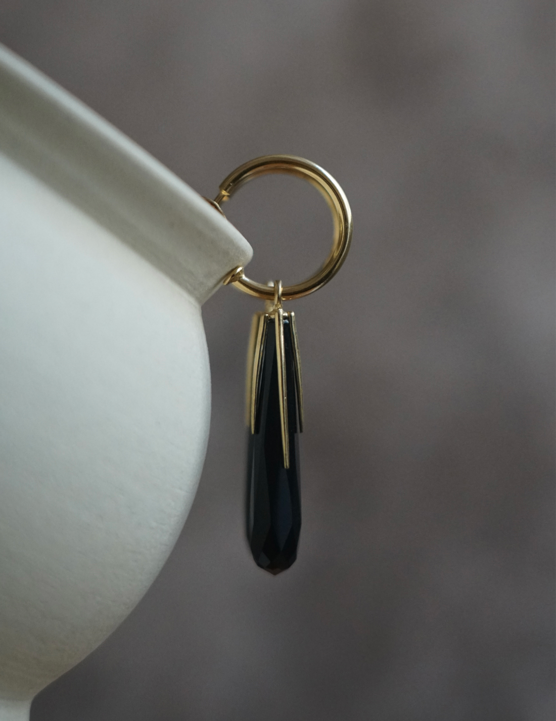 Black Onyx Hoop Earrings
