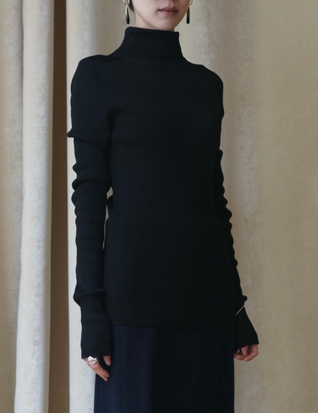 Ribbed Mockneck Knit Top