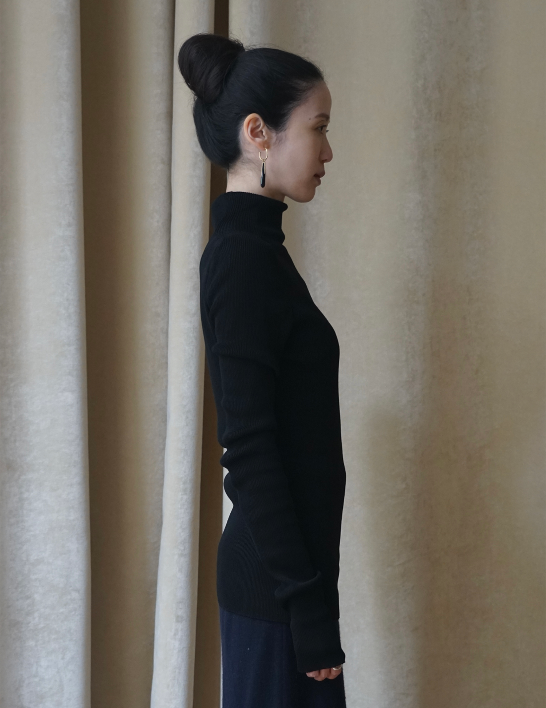 Ribbed Mockneck Knit Top