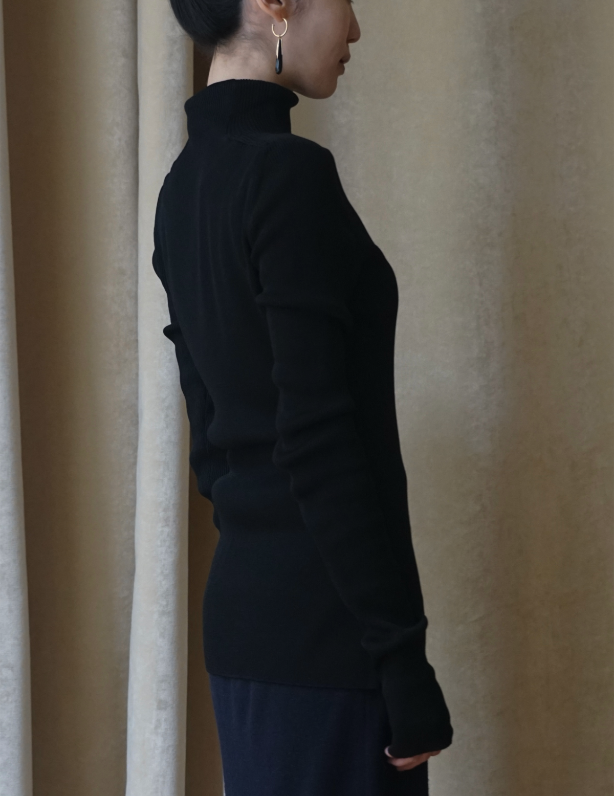 Ribbed Mockneck Knit Top