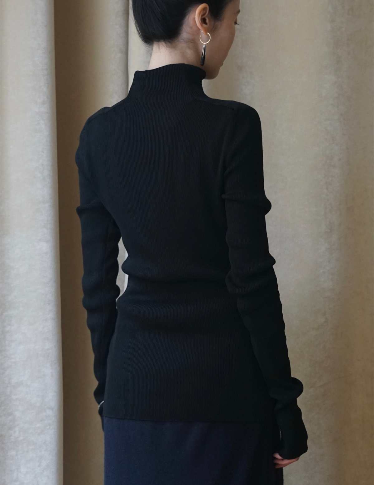 Ribbed Mockneck Knit Top