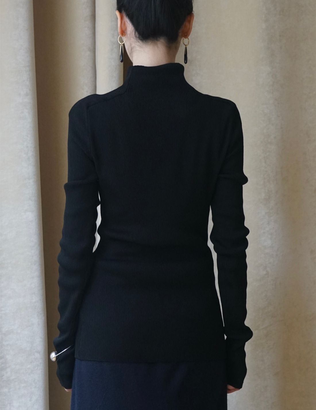 Ribbed Mockneck Knit Top