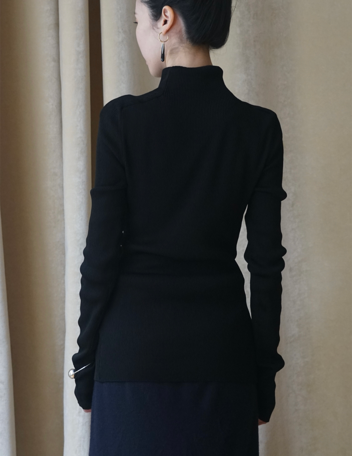 Ribbed Mockneck Knit Top