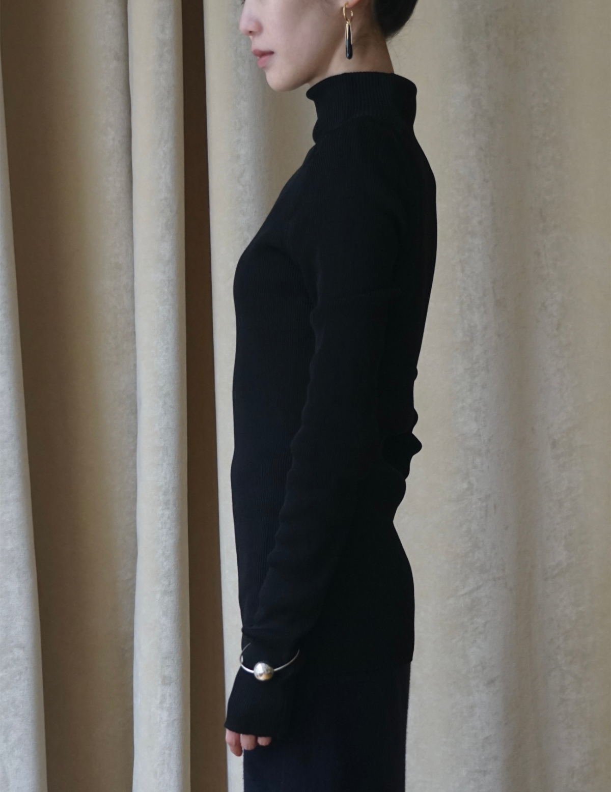 Ribbed Mockneck Knit Top