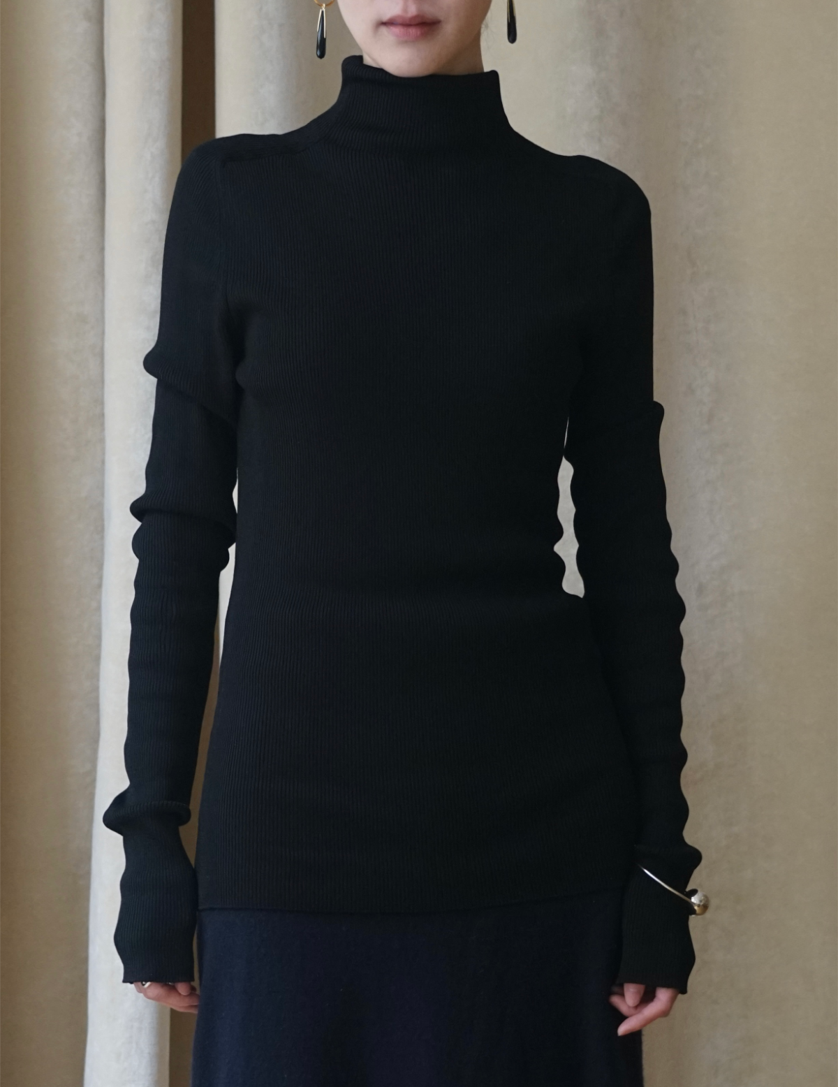 Ribbed Mockneck Knit Top