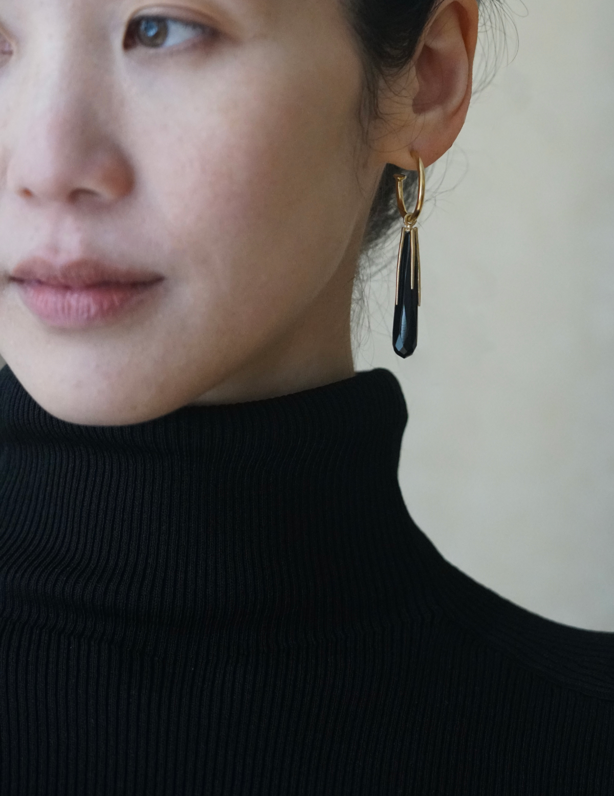 Black Onyx Hoop Earrings