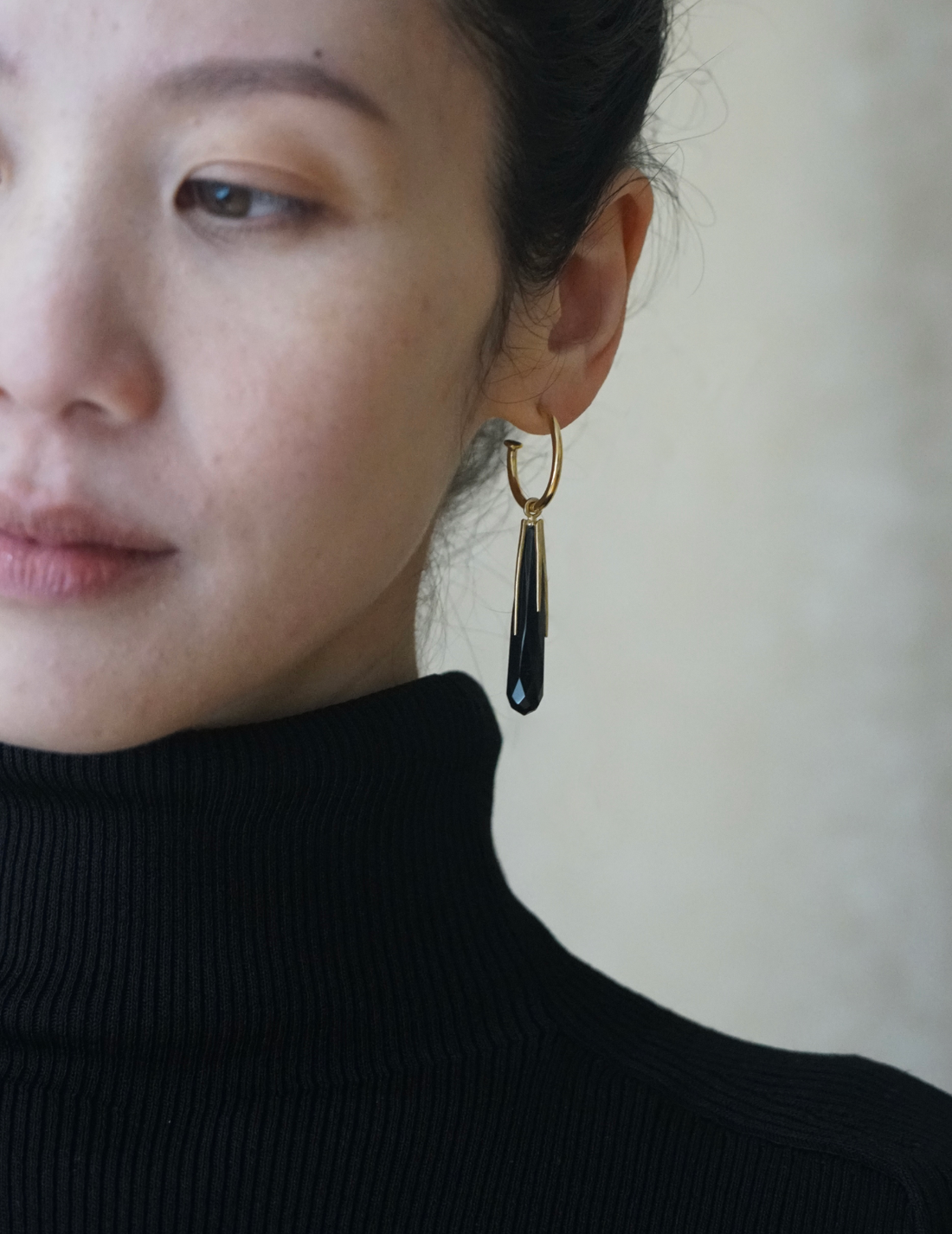 Black Onyx Hoop Earrings