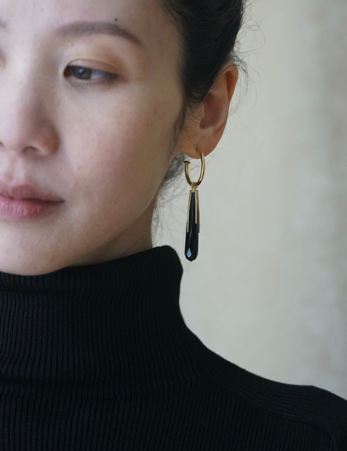 Black Onyx Hoop Earrings