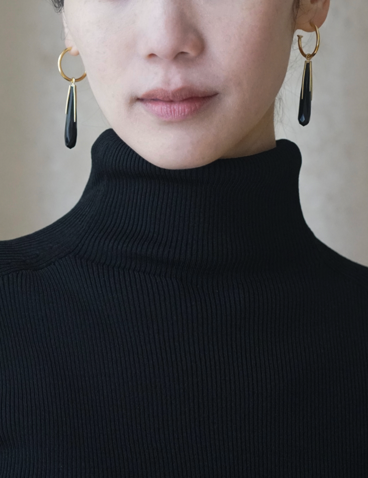 Black Onyx Hoop Earrings