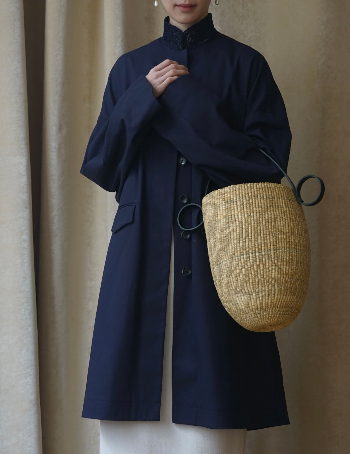 Akamae 雙耳錐形草编包  N.16