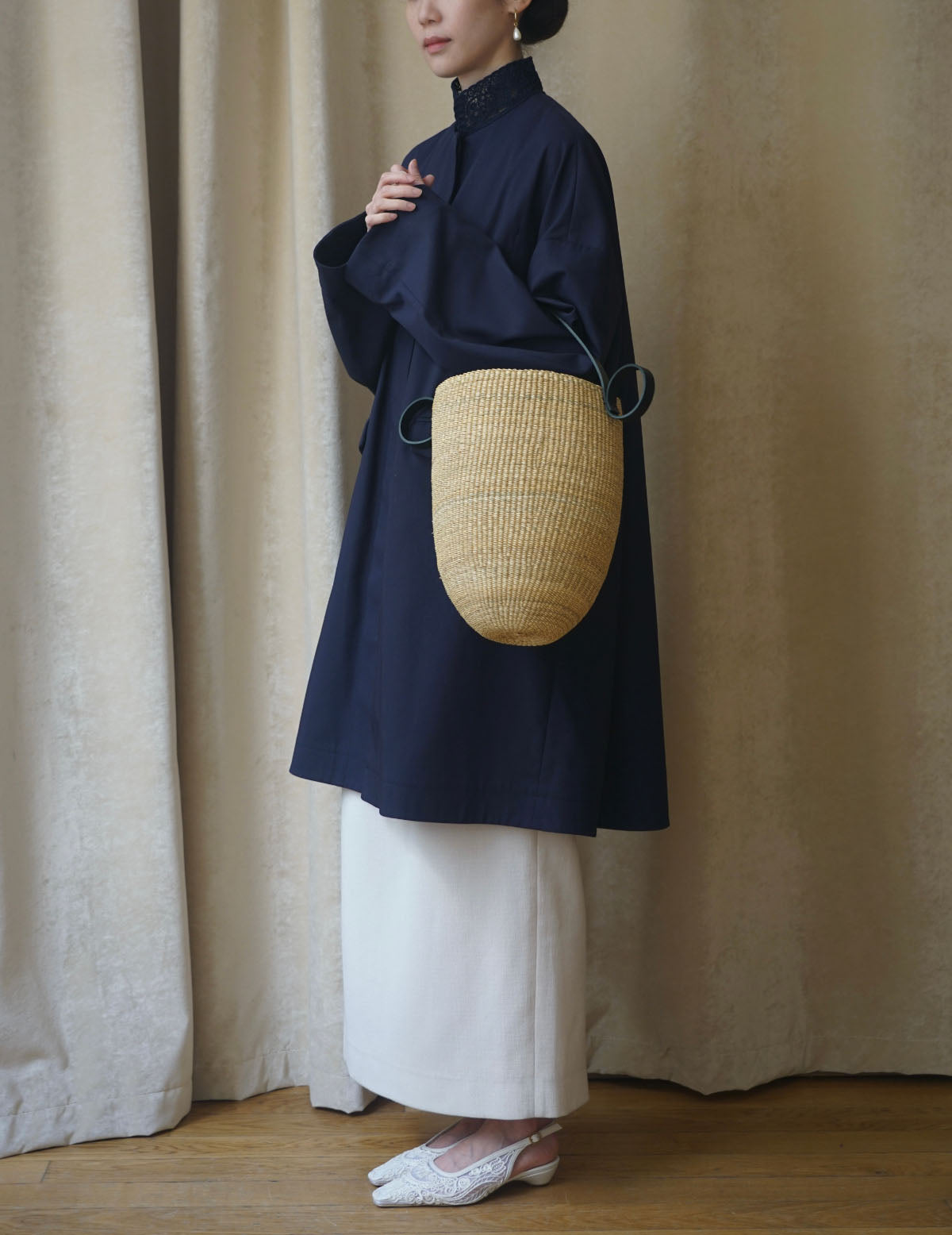 Akamae 雙耳錐形草编包  N.16