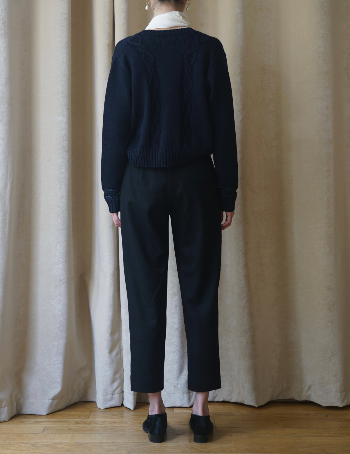 Wool Petal Trousers・Black