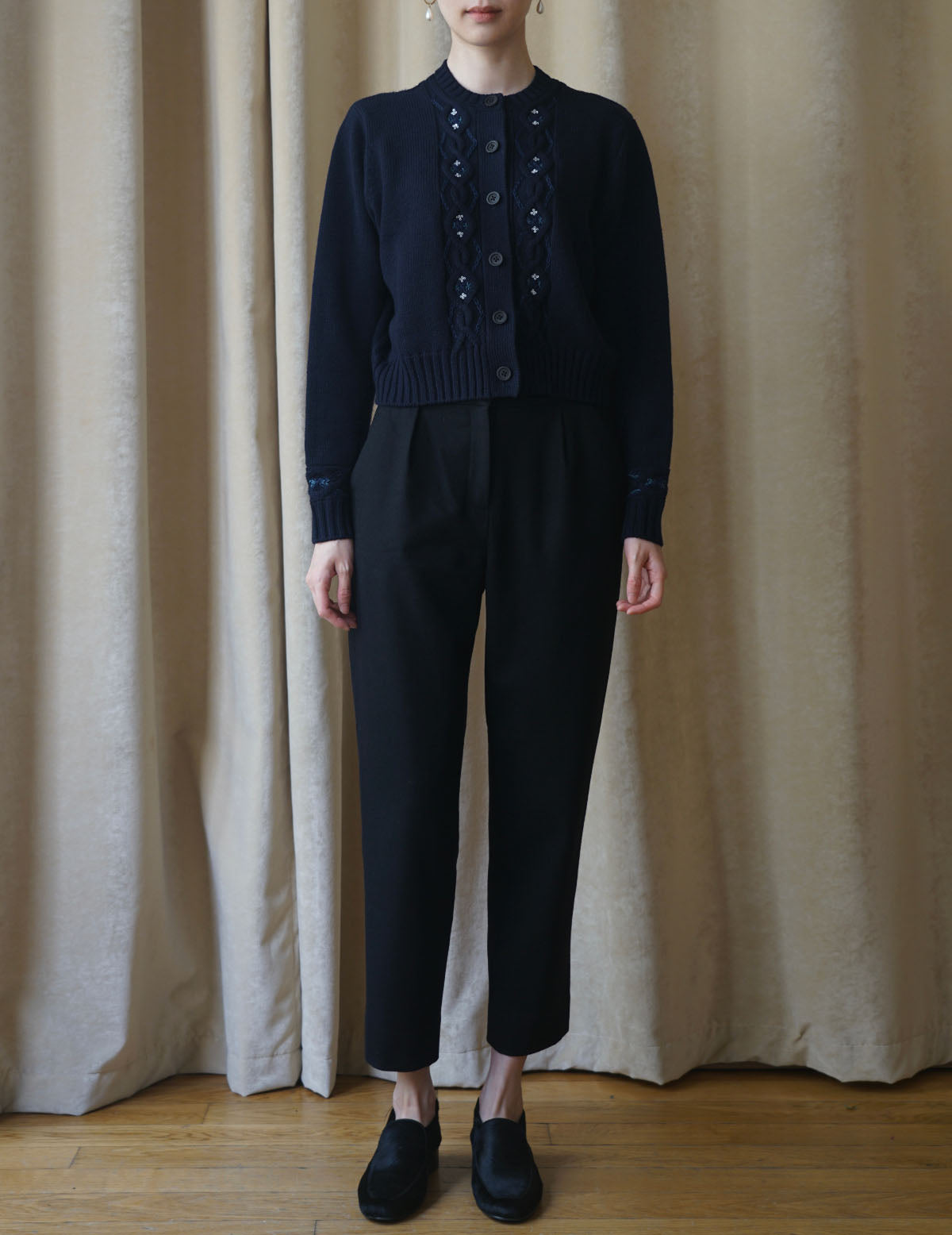 Wool Petal Trousers・Black