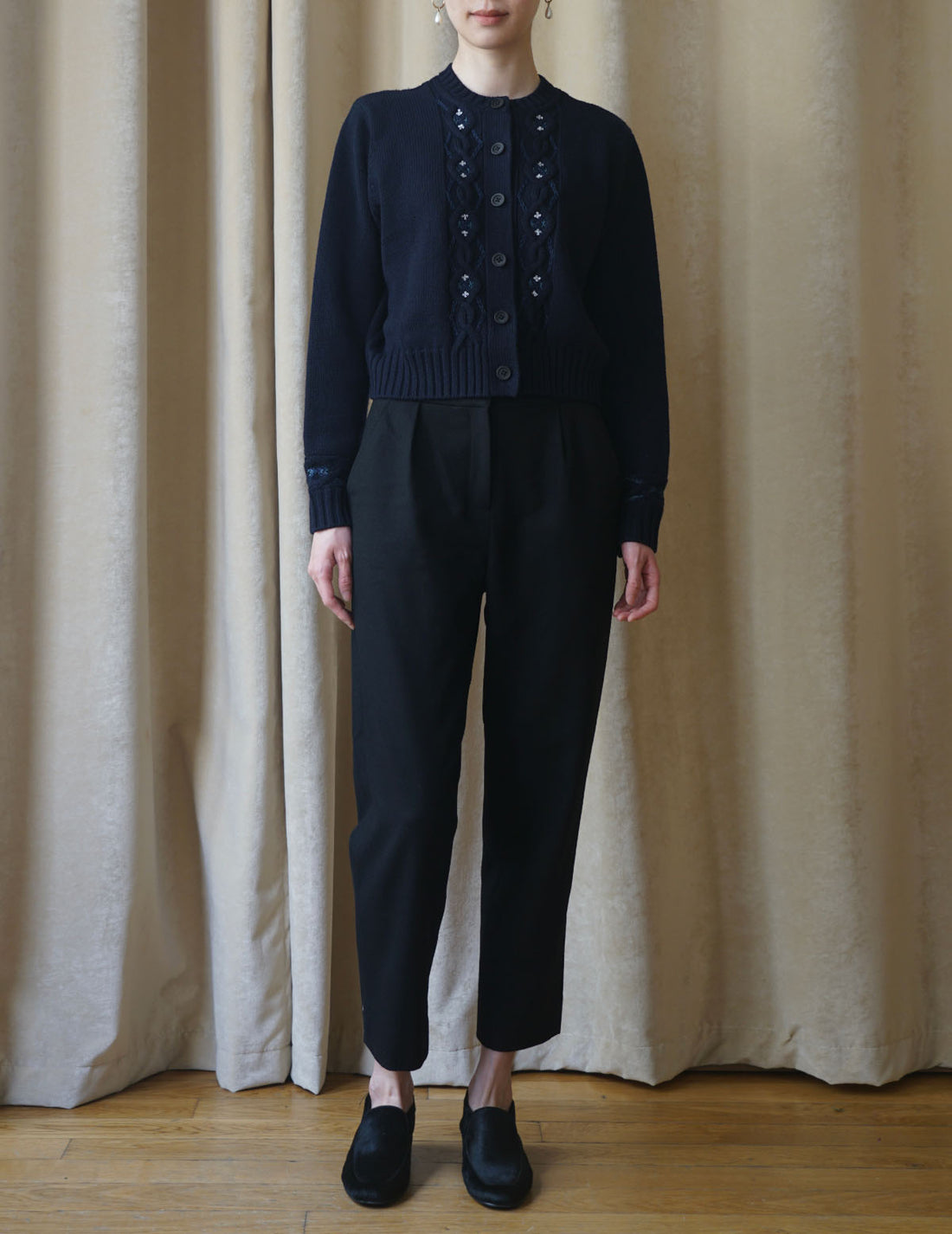 Wool Petal Trousers・Black