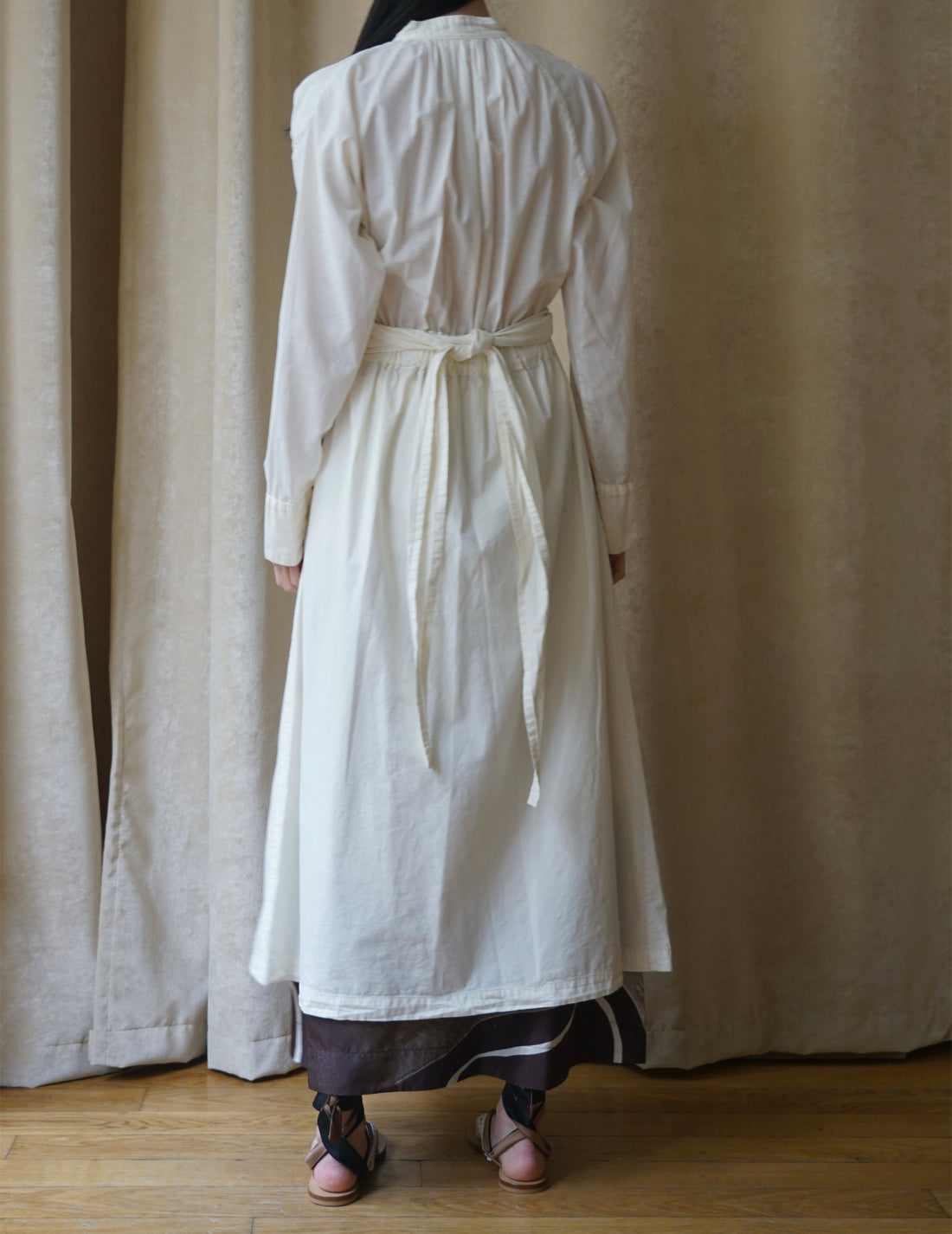 Organic cotton shirt wrapped dress ・ Shell