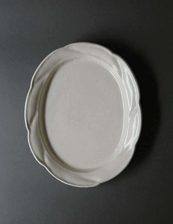 White Glazed Oval Dish