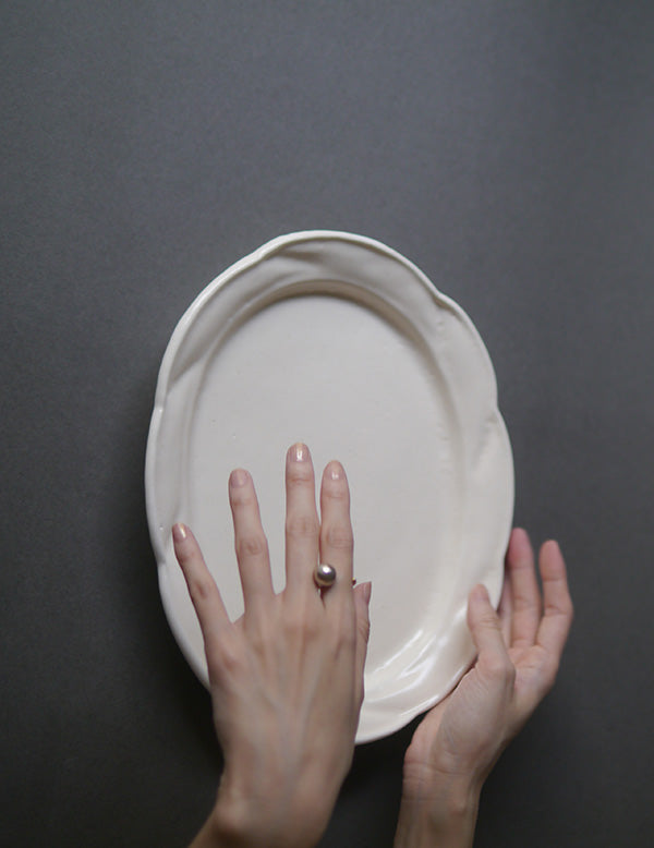 White Glazed Oval Dish