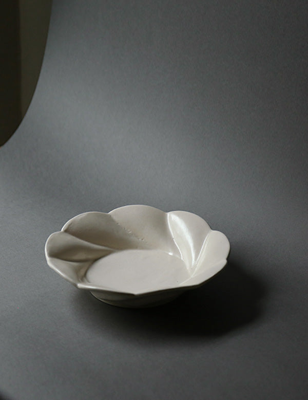 White Glazed Deep Floral Plate