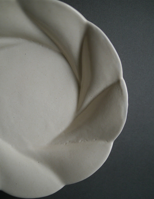 White Glazed Deep Floral Plate