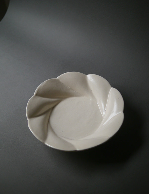 White Glazed Deep Floral Plate