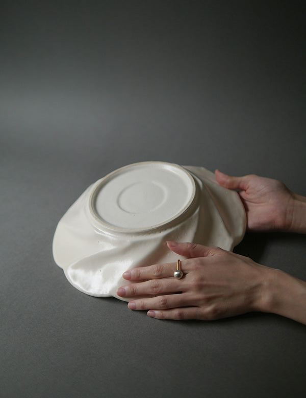 White Glazed Deep Floral Plate