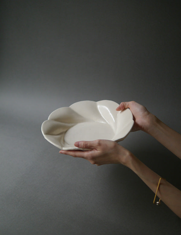 White Glazed Deep Floral Plate